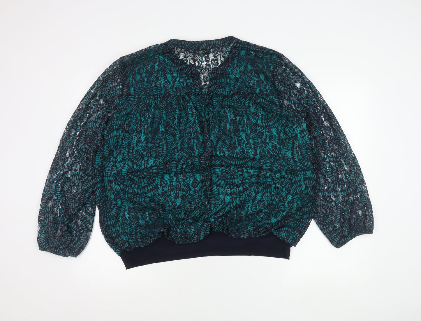 Gerard Women's Green Lace Long Sleeve V-Neck Tunic Blouse Size 20