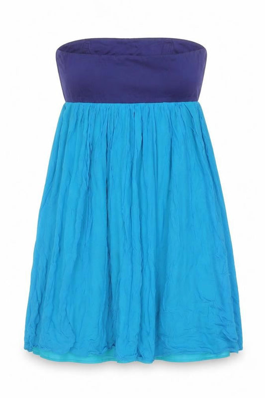 French Connection Women Blue Strapless Chiffon Dress Size 14