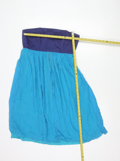 French Connection Women Blue Strapless Chiffon Dress Size 14
