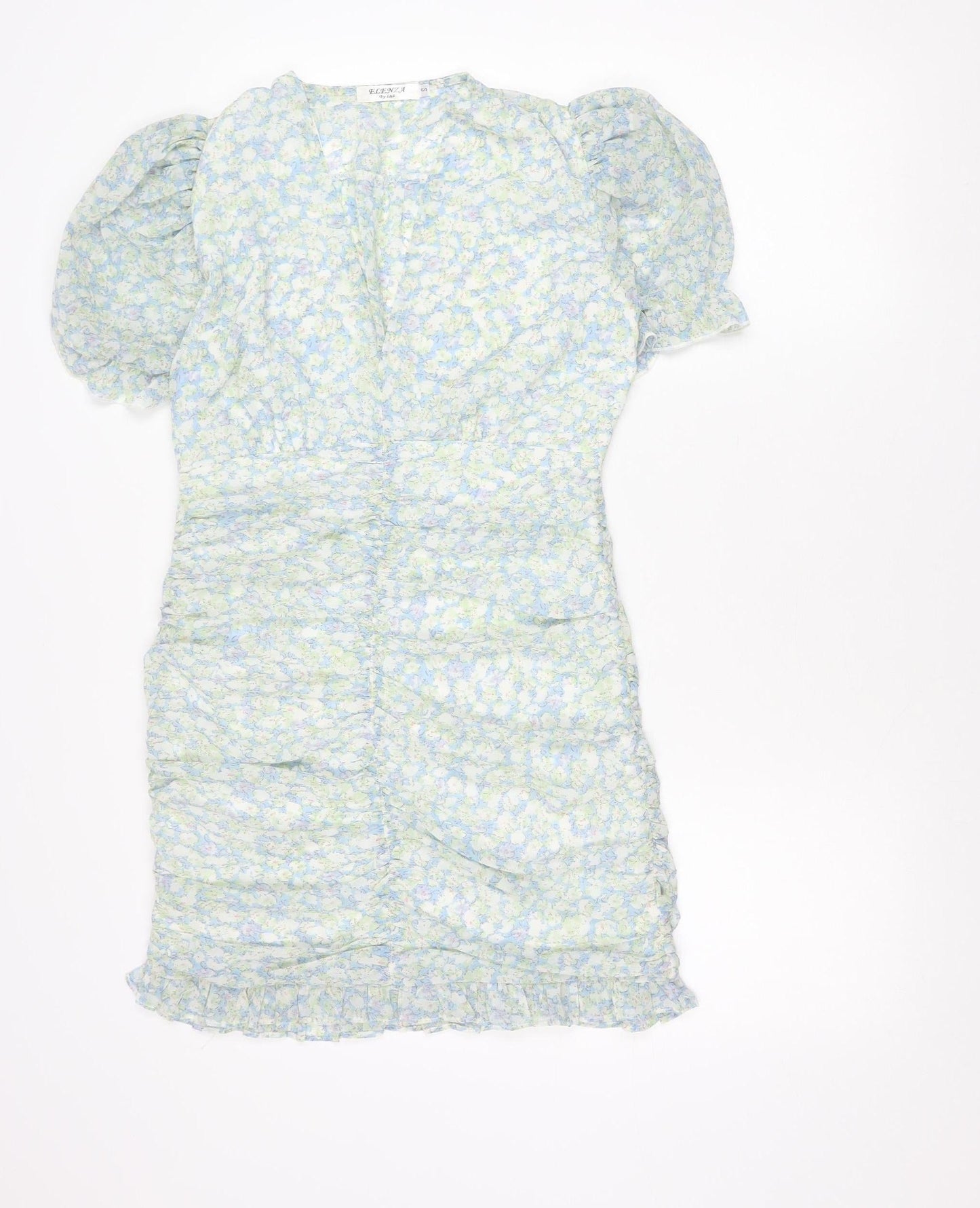 Elenza Women's Multicoloured Floral Puff Sleeve Bodycon Dress Size S