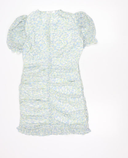 Elenza Women's Multicoloured Floral Puff Sleeve Bodycon Dress Size S