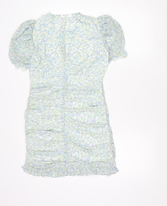Elenza Women's Multicoloured Floral Puff Sleeve Bodycon Dress Size S