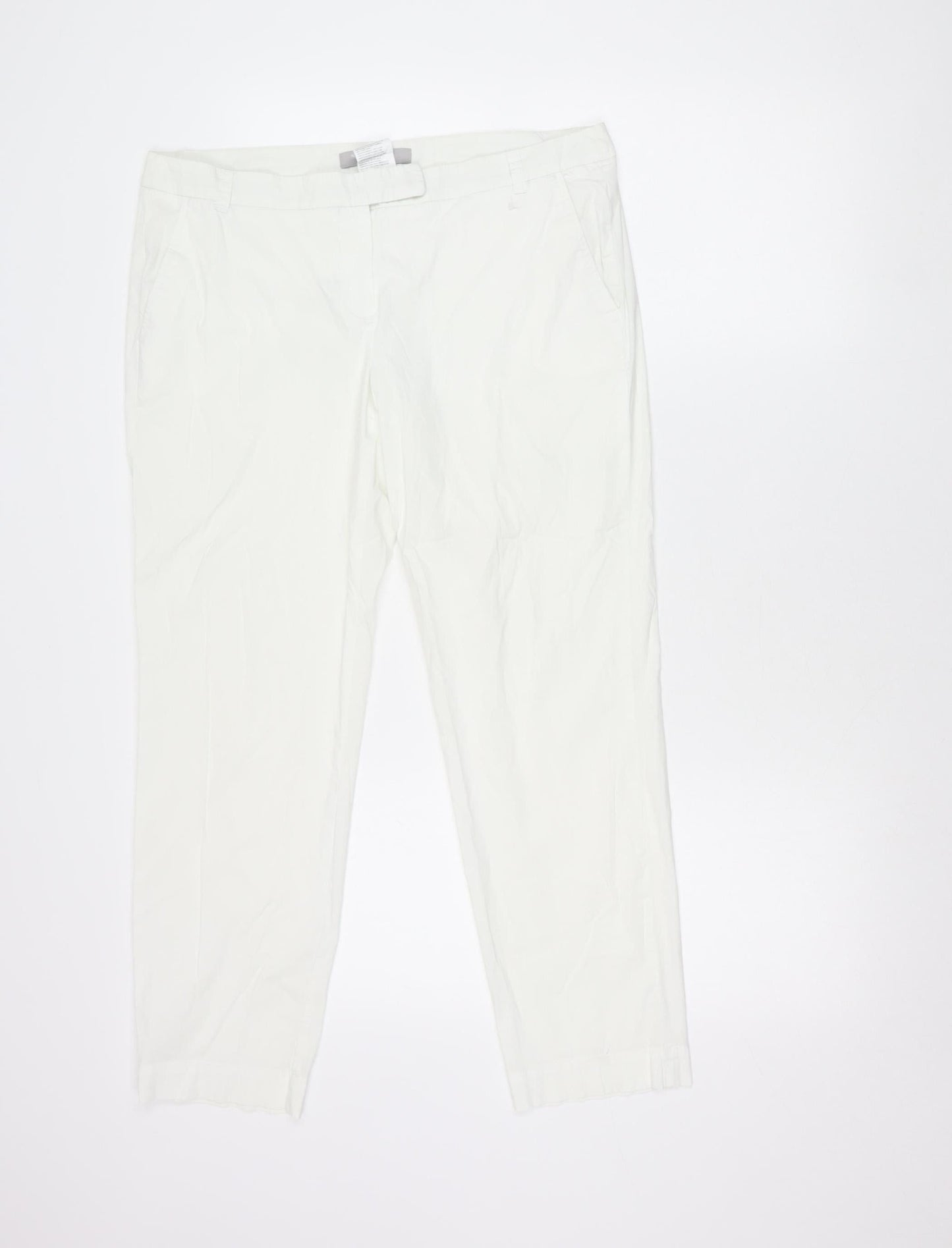 Marella Women’s White Chino Trousers Size 14 Cotton Blend Lightweight