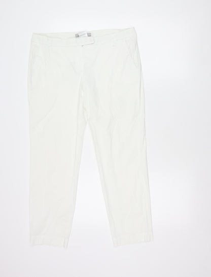 Marella Women’s White Chino Trousers Size 14 Cotton Blend Lightweight