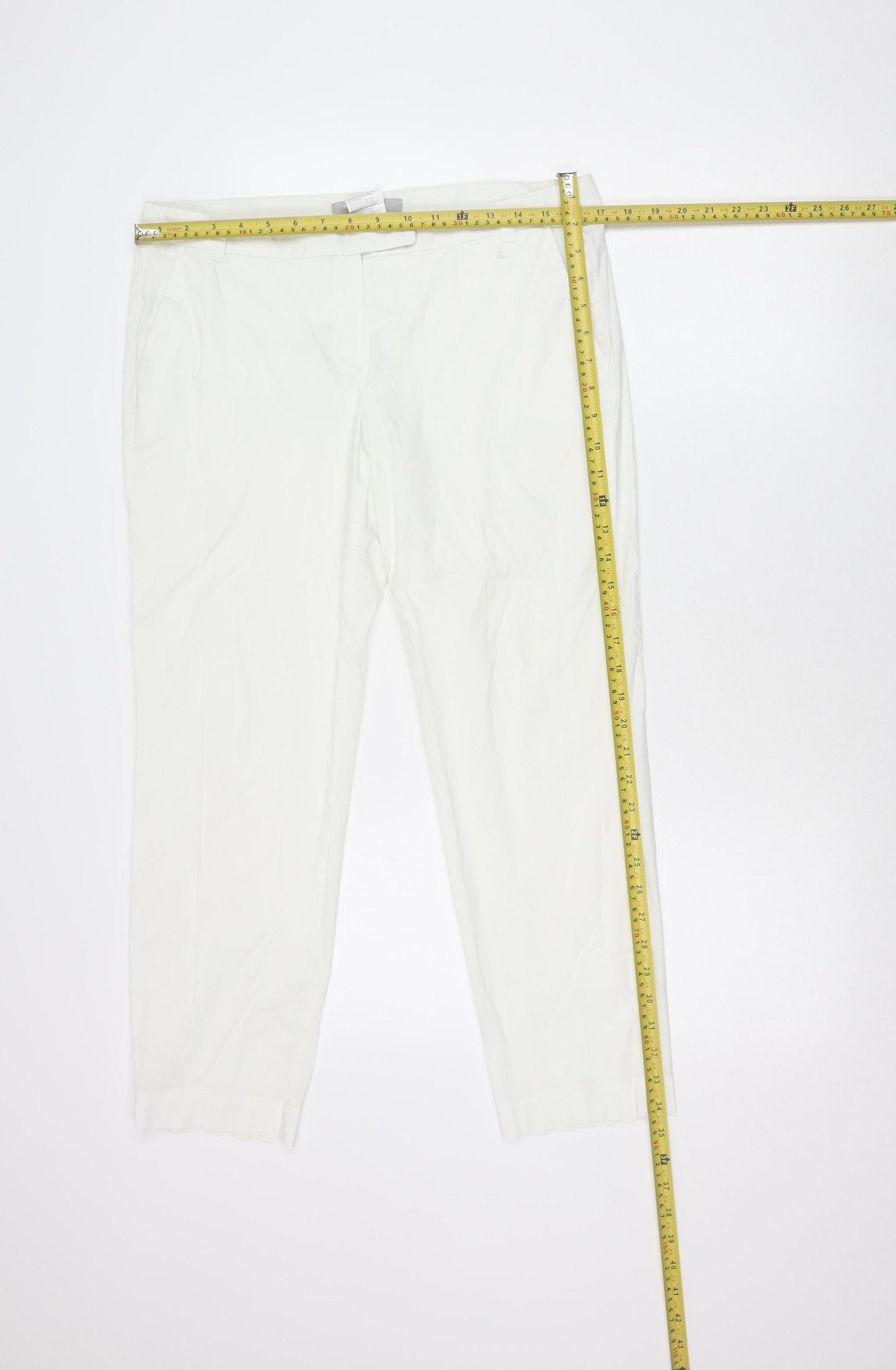 Marella Women’s White Chino Trousers Size 14 Cotton Blend Lightweight