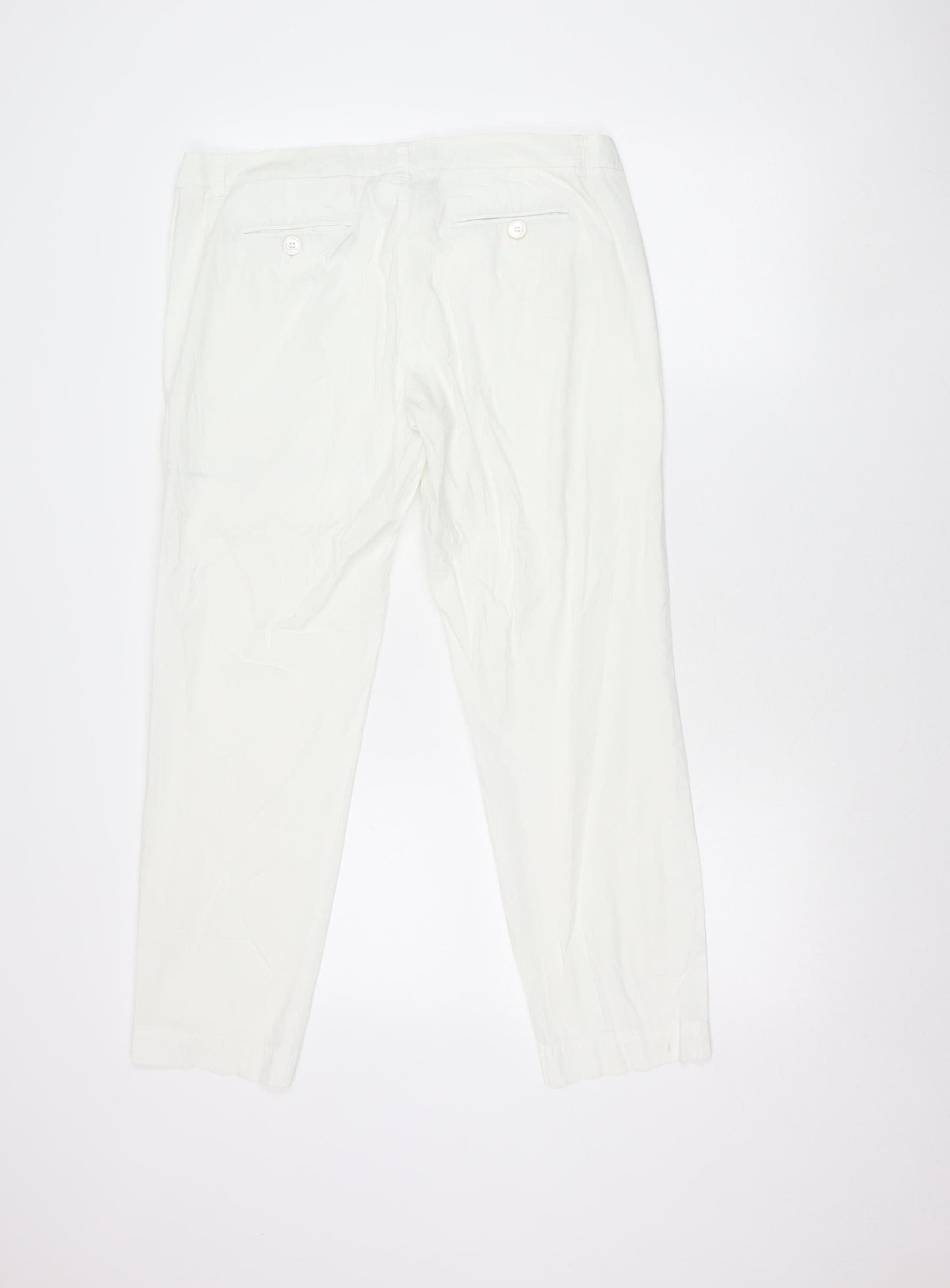 Marella Women’s White Chino Trousers Size 14 Cotton Blend Lightweight