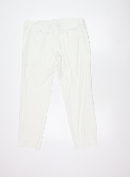 Marella Women’s White Chino Trousers Size 14 Cotton Blend Lightweight
