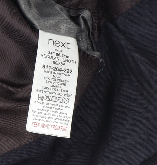 Next Men's Black 34 Regular Fit Single-Breasted Blazer