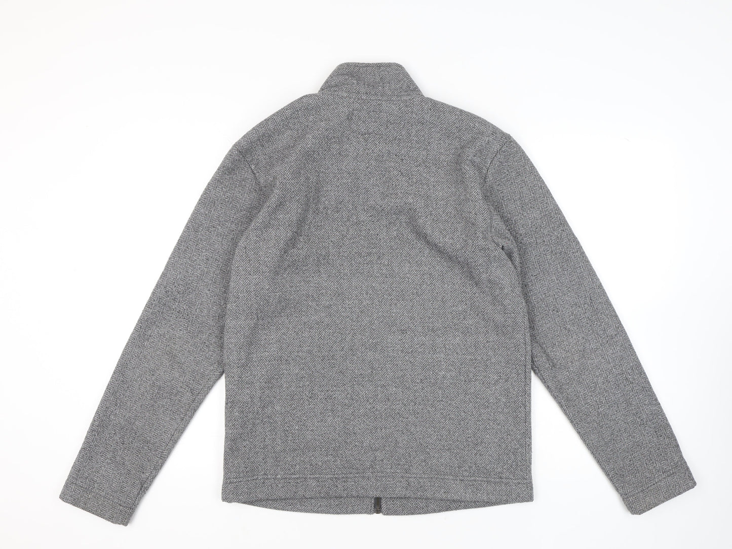 Marks and Spencer Men's Grey Herringbone Full Zip Jacket Size S