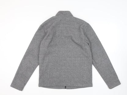 Marks and Spencer Men's Grey Herringbone Full Zip Jacket Size S