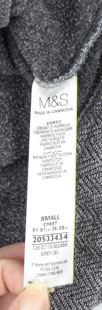 Marks and Spencer Men's Grey Herringbone Full Zip Jacket Size S