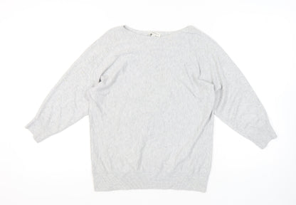 Monsoon Women’s Grey Beaded Knit Jumper Size M Boat Neck Long Sleeve