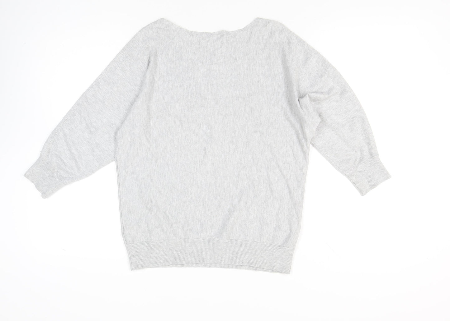 Monsoon Women’s Grey Beaded Knit Jumper Size M Boat Neck Long Sleeve