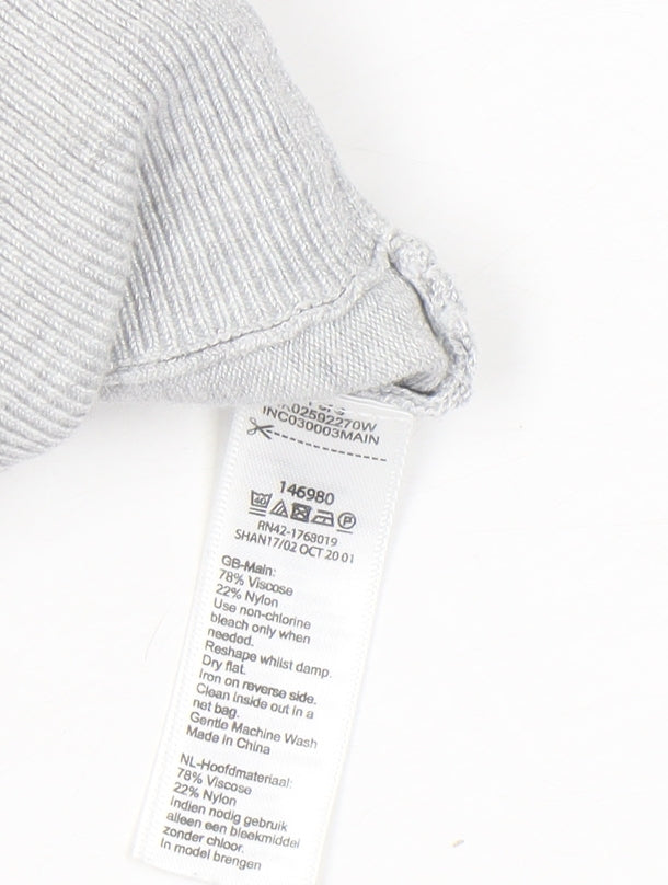 Monsoon Women’s Grey Beaded Knit Jumper Size M Boat Neck Long Sleeve