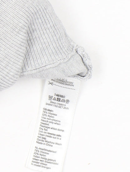Monsoon Women’s Grey Beaded Knit Jumper Size M Boat Neck Long Sleeve