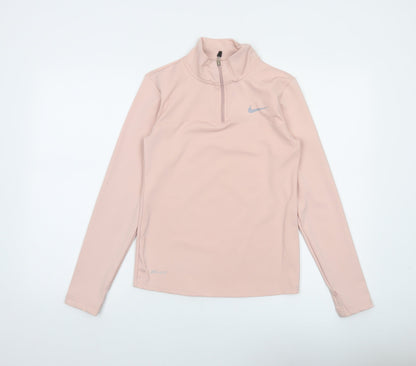 Nike Women's Pink Dri-FIT Long Sleeve 1/4 Zip Training Top Size M