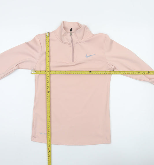 Nike Women's Pink Dri-FIT Long Sleeve 1/4 Zip Training Top Size M