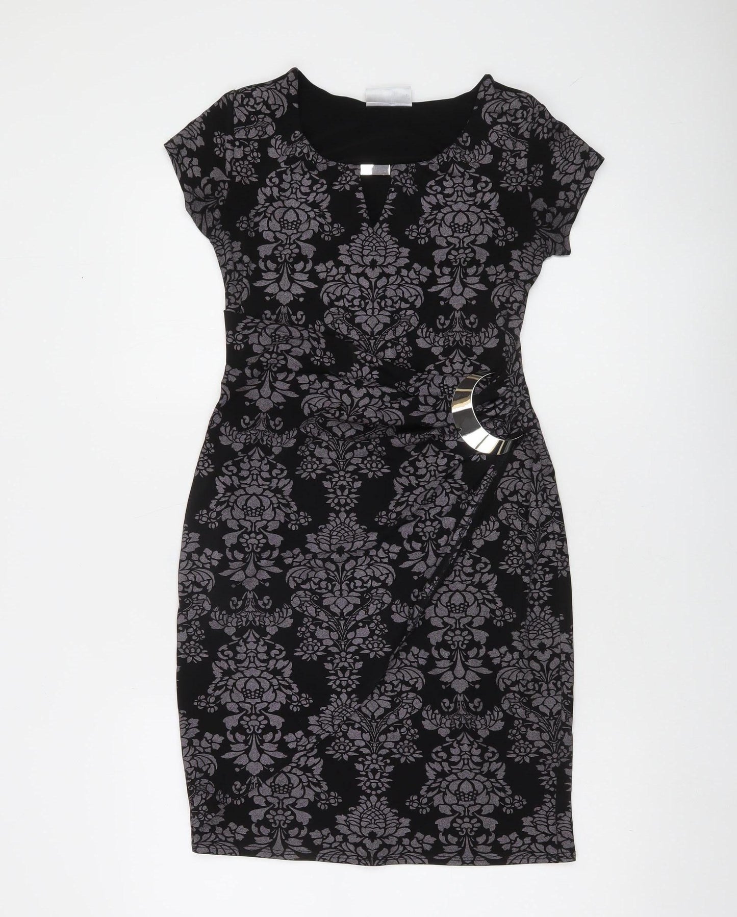 Wallis Petite Black Bodycon Knee Length Dress Size 8