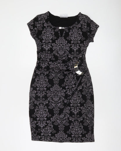 Wallis Petite Black Bodycon Knee Length Dress Size 8