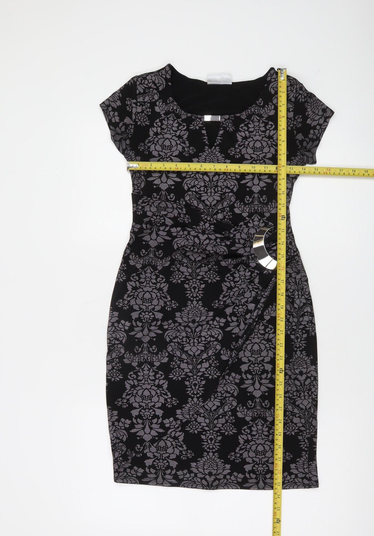 Wallis Petite Black Bodycon Knee Length Dress Size 8
