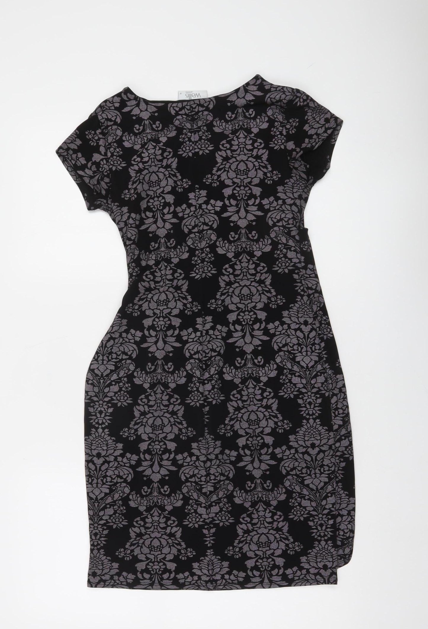Wallis Petite Black Bodycon Knee Length Dress Size 8
