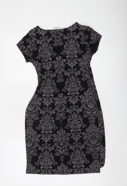 Wallis Petite Black Bodycon Knee Length Dress Size 8