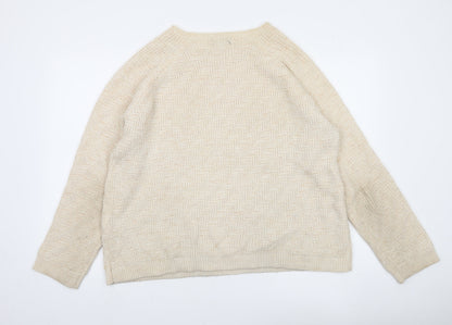 Mystify Womens Beige XL Pullover Knit Jumper Herringbone Crew Neck