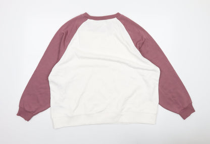 Dunnes Women’s White & Mauve Raglan Pullover Sweatshirt Size L