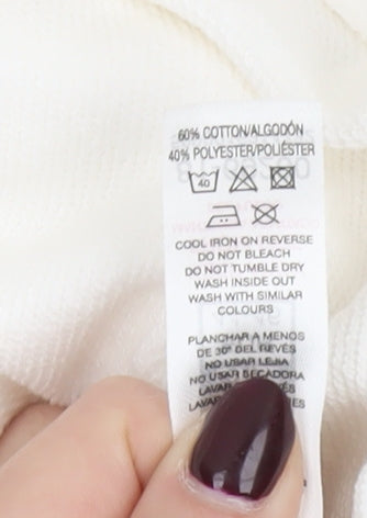 Dunnes Women’s White & Mauve Raglan Pullover Sweatshirt Size L