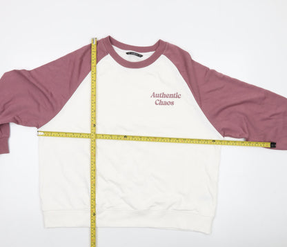 Dunnes Women’s White & Mauve Raglan Pullover Sweatshirt Size L