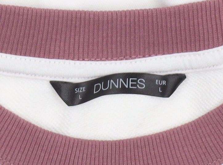 Dunnes Women’s White & Mauve Raglan Pullover Sweatshirt Size L