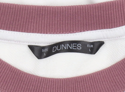 Dunnes Women’s White & Mauve Raglan Pullover Sweatshirt Size L