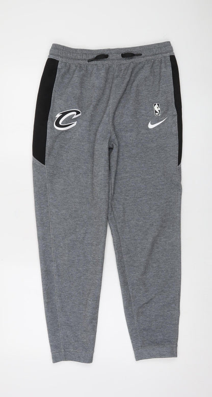 Nike Boys Grey NBA Dri-FIT Jogger Trousers Size L Moisture Wicking Activewear