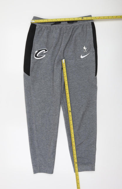 Nike Boys Grey NBA Dri-FIT Jogger Trousers Size L Moisture Wicking Activewear