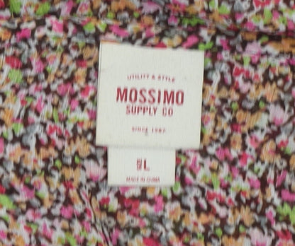 Mossimo Supply Co Womens Multicoloured Floral V-Neck Chiffon Blouse Size L