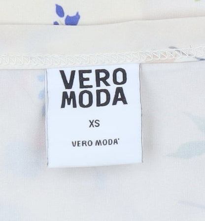 Vero Moda Women's Beige Floral Chiffon Blouse XS