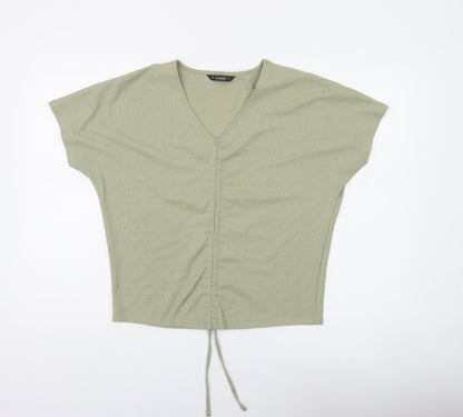 Dunnes Women’s Green V-Neck Cropped Drawstring Top Size S