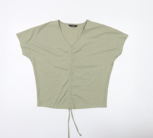 Dunnes Women’s Green V-Neck Cropped Drawstring Top Size S