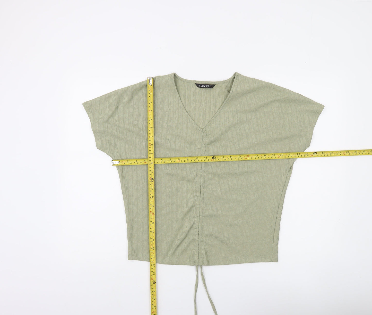 Dunnes Women’s Green V-Neck Cropped Drawstring Top Size S