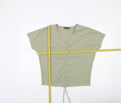 Dunnes Women’s Green V-Neck Cropped Drawstring Top Size S