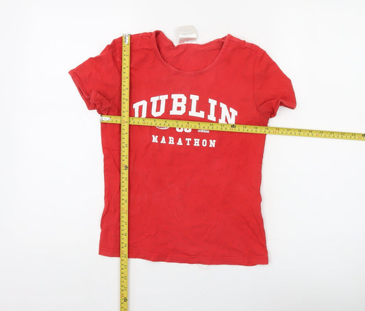 Womens UK Size 8 adidas Red Basic T-Shirt