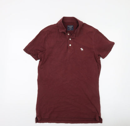 Abercrombie & Fitch Men's Maroon Short Sleeve Polo Shirt Size M