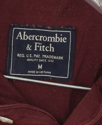 Abercrombie & Fitch Men's Maroon Short Sleeve Polo Shirt Size M