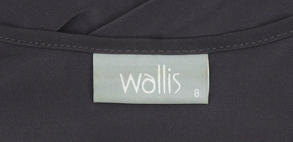 Wallis Women’s Black Beaded Neck Shift Dress Size 8 Long Sleeve