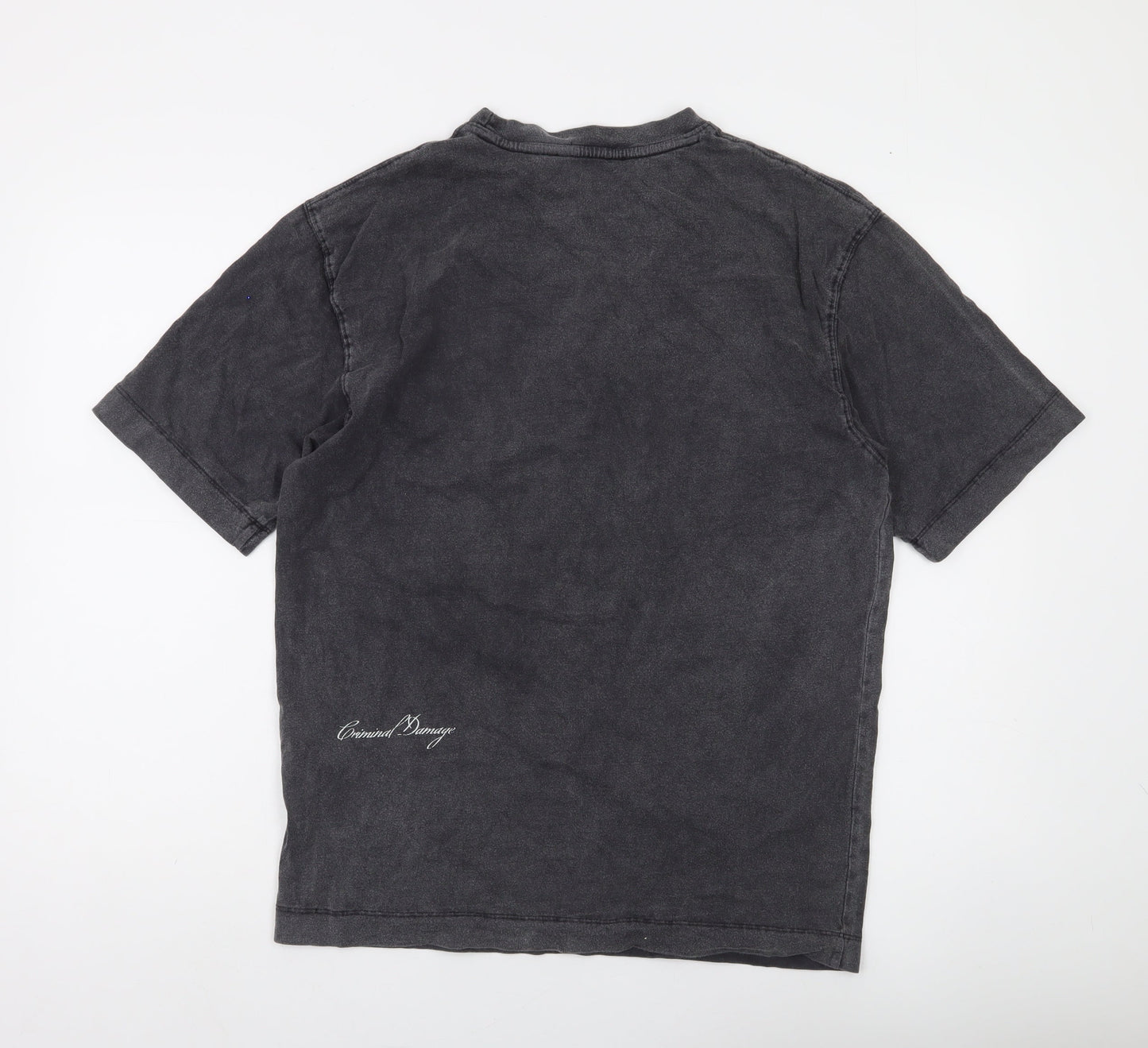 Criminal Damage Men's Black Cotton Crew Neck T-Shirt Size S