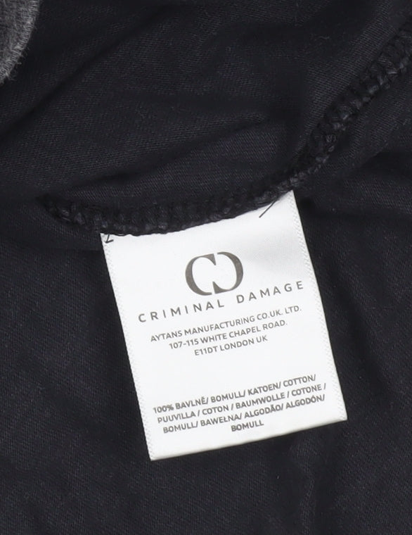 Criminal Damage Men's Black Cotton Crew Neck T-Shirt Size S