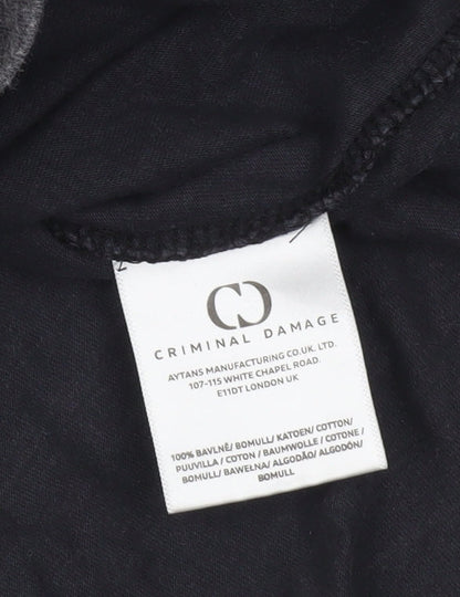 Criminal Damage Men's Black Cotton Crew Neck T-Shirt Size S