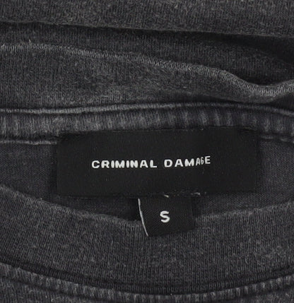 Criminal Damage Men's Black Cotton Crew Neck T-Shirt Size S