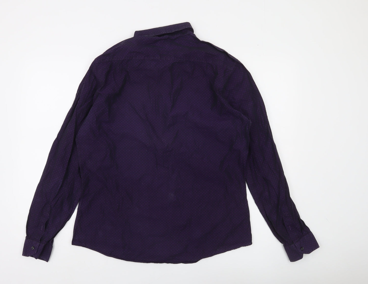 Next Men’s Purple Slim Fit Long Sleeve Cotton Button-Up Shirt Size L