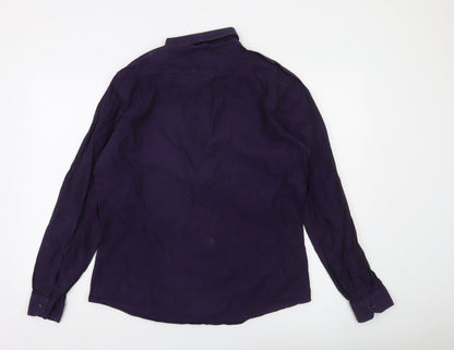 Next Men’s Purple Slim Fit Long Sleeve Cotton Button-Up Shirt Size L